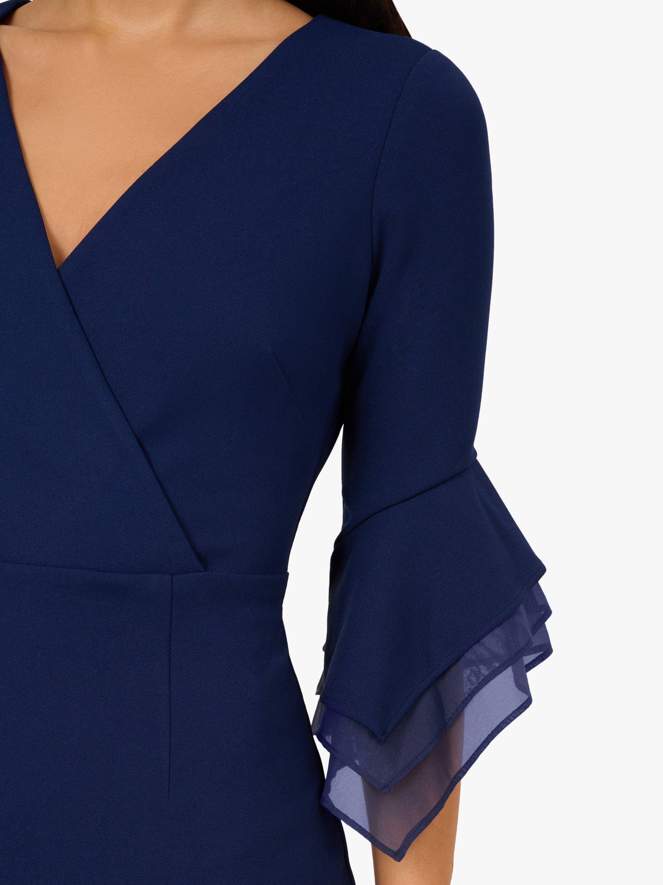 Product image 6 of 7, which shows Adrianna Papell Crepe Organza Overlay Sheath Dress, Navy, 6