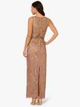 Papell Studio Beaded Scrollwork Blouson Bodice Maxi Dress, Stone