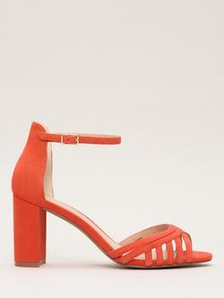 Phase Eight Block Heel Open Toe Suede Sandals, Orange