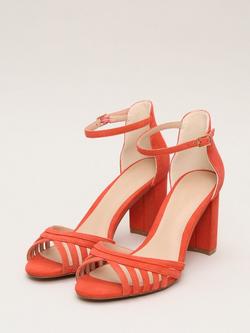 Phase Eight Block Heel Open Toe Suede Sandals - view 2, Orange