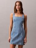 Calvin Klein Scoop Neck Denim Dress, Evening Blue