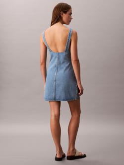 Calvin Klein Scoop Neck Denim Dress, Evening Blue - view 2, Evening Blue
