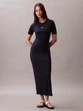 Calvin Klein Ribbed Short Sleeve Mixed Blend Maxi Dress