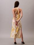 Calvin Klein Abstract Print Satin Halterneck Dress