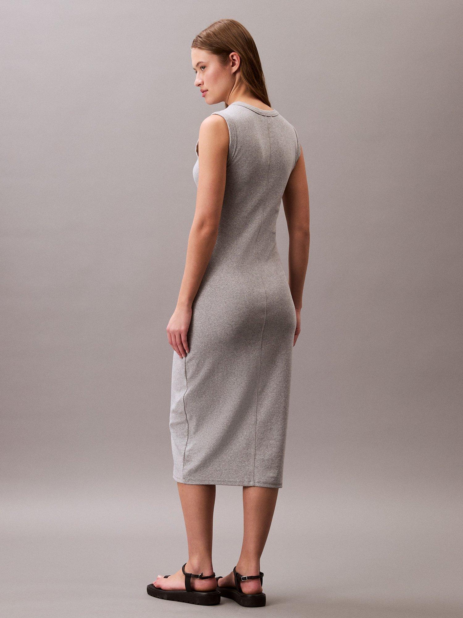 Product image 2 of 5, which shows Calvin Klein Cotton Blend Sleeveless Midi Dress, Heroic Grey Heather, L