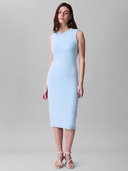 Calvin Klein Sleeveless Cotton Rich Midi Dress, Cool Blue, Cool Blue