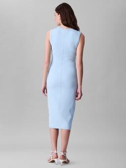 Calvin Klein Sleeveless Cotton Rich Midi Dress, Cool Blue - view 2, Cool Blue