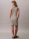 Calvin Klein Cotton Blend Stripe Logo Sleeveless Dress, Cream/Multi