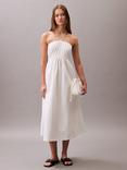 Calvin Klein Cotton Halterneck Midi Dress, Blanc De Blanc