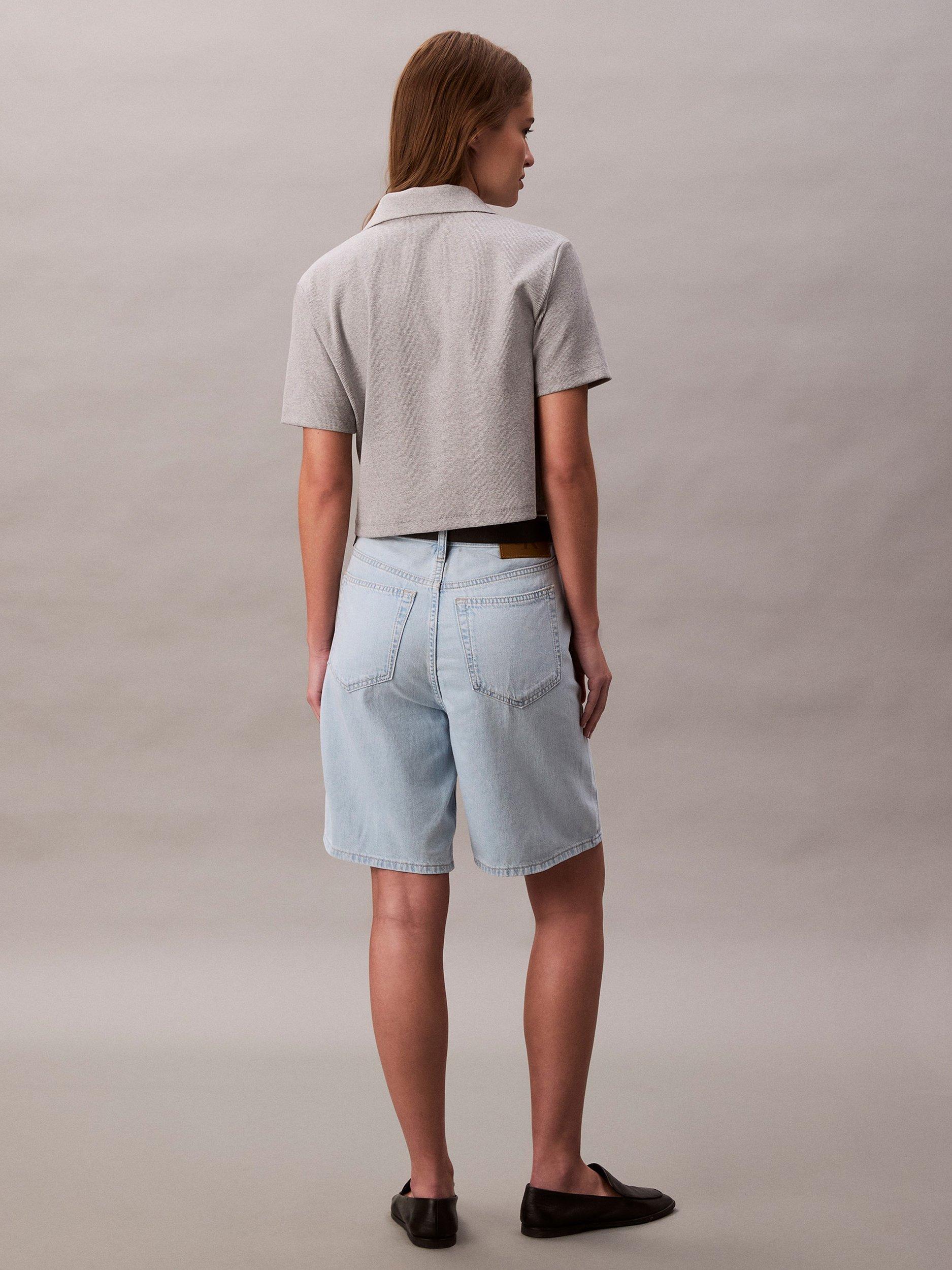 Product image 2 of 5, which shows Calvin Klein Relaxed  Mixed Blend Bermuda Denim Shorts, Aaron Indigo, 26