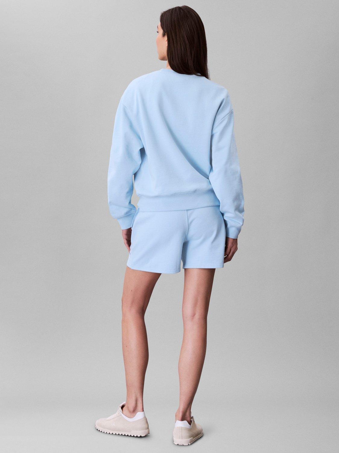 Product image 2 of 6, which shows Calvin Klein Logo French Terry Shorts, Cool Blue, L