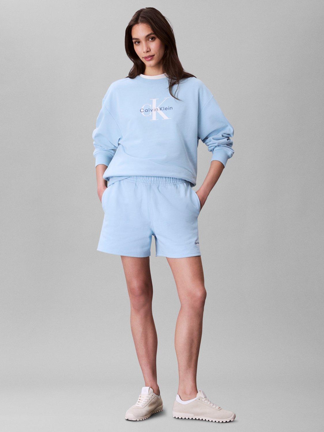 Product image 3 of 6, which shows Calvin Klein Logo French Terry Shorts, Cool Blue, L