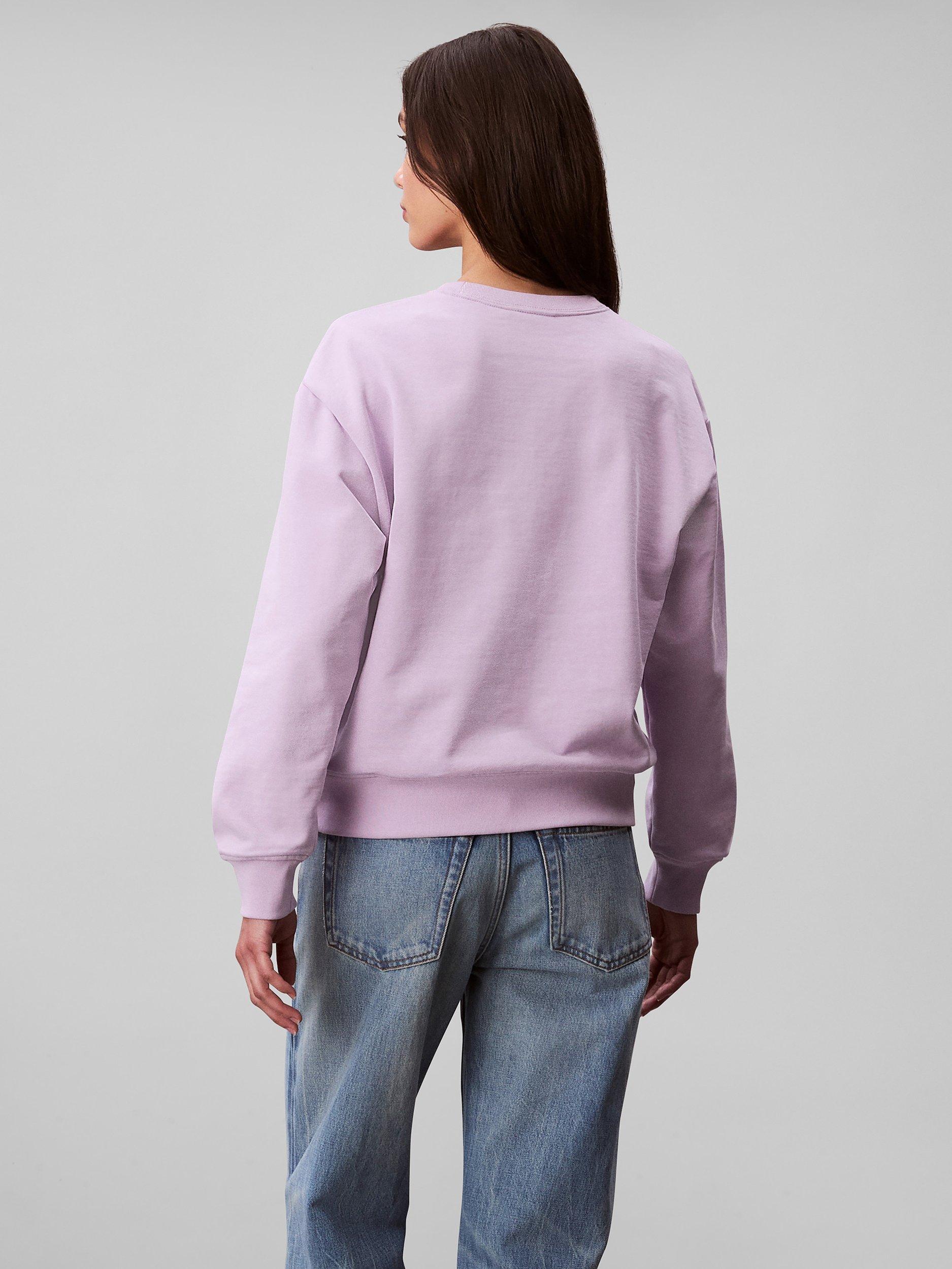 Product image 2 of 5, which shows Calvin Klein Monologo French Terry Cotton Sweatshirt, Lavender Blush, L