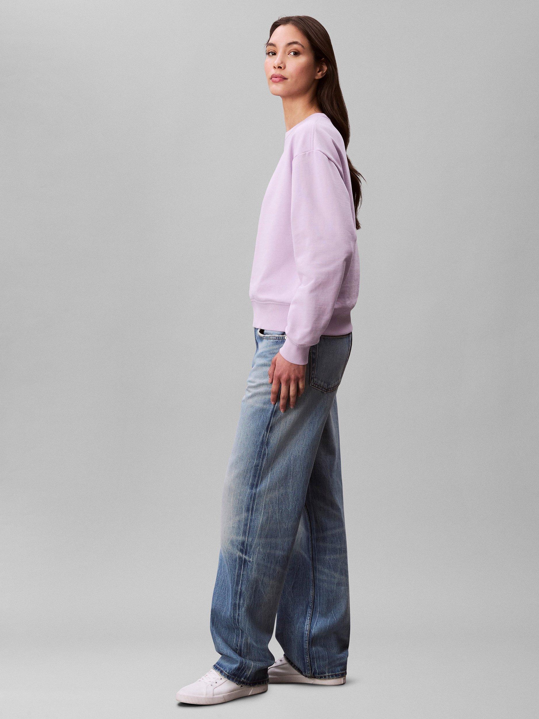 Product image 4 of 5, which shows Calvin Klein Monologo French Terry Cotton Sweatshirt, Lavender Blush, L