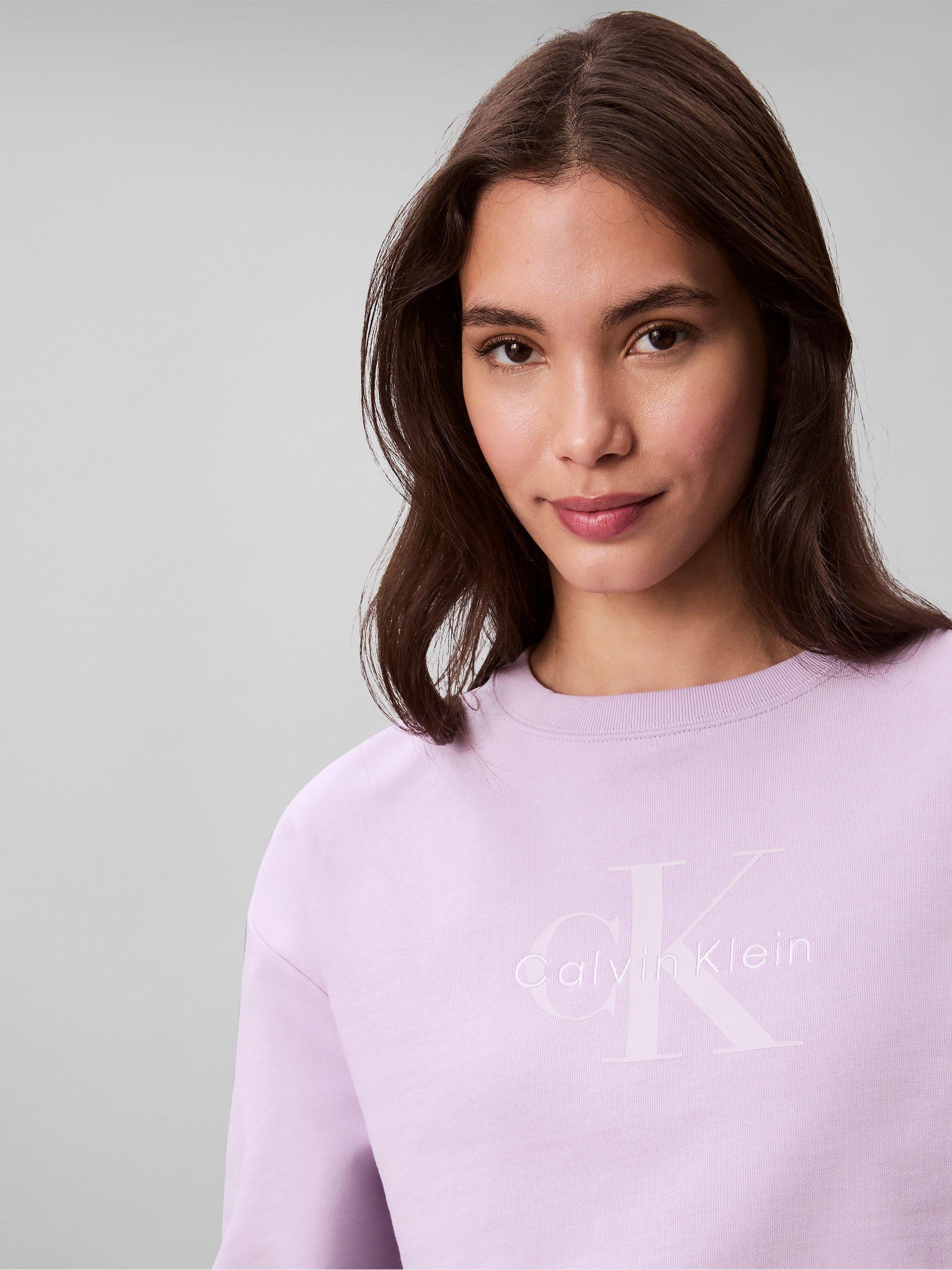 Product image 5 of 5, which shows Calvin Klein Monologo French Terry Cotton Sweatshirt, Lavender Blush, L