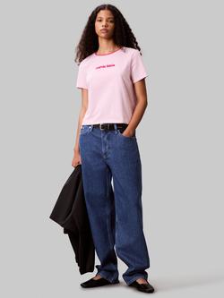 Calvin Klein Retro Logo Cotton Graphic T-Shirt, Sweet Pink