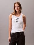 Calvin Klein Cotton Blend Logo Vest Top, Brilliant White