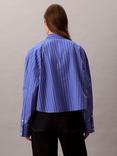 Calvin Klein Stripe Boxy Cropped Shirt, Amparo Blue