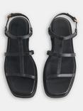 Whistles Dora Leather Caged Square Toe Sandals, Black