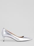 L.K.Bennett New Ava Leather Kitten Heel Court Shoes, Silver