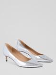 L.K.Bennett New Ava Leather Kitten Heel Court Shoes, Silver
