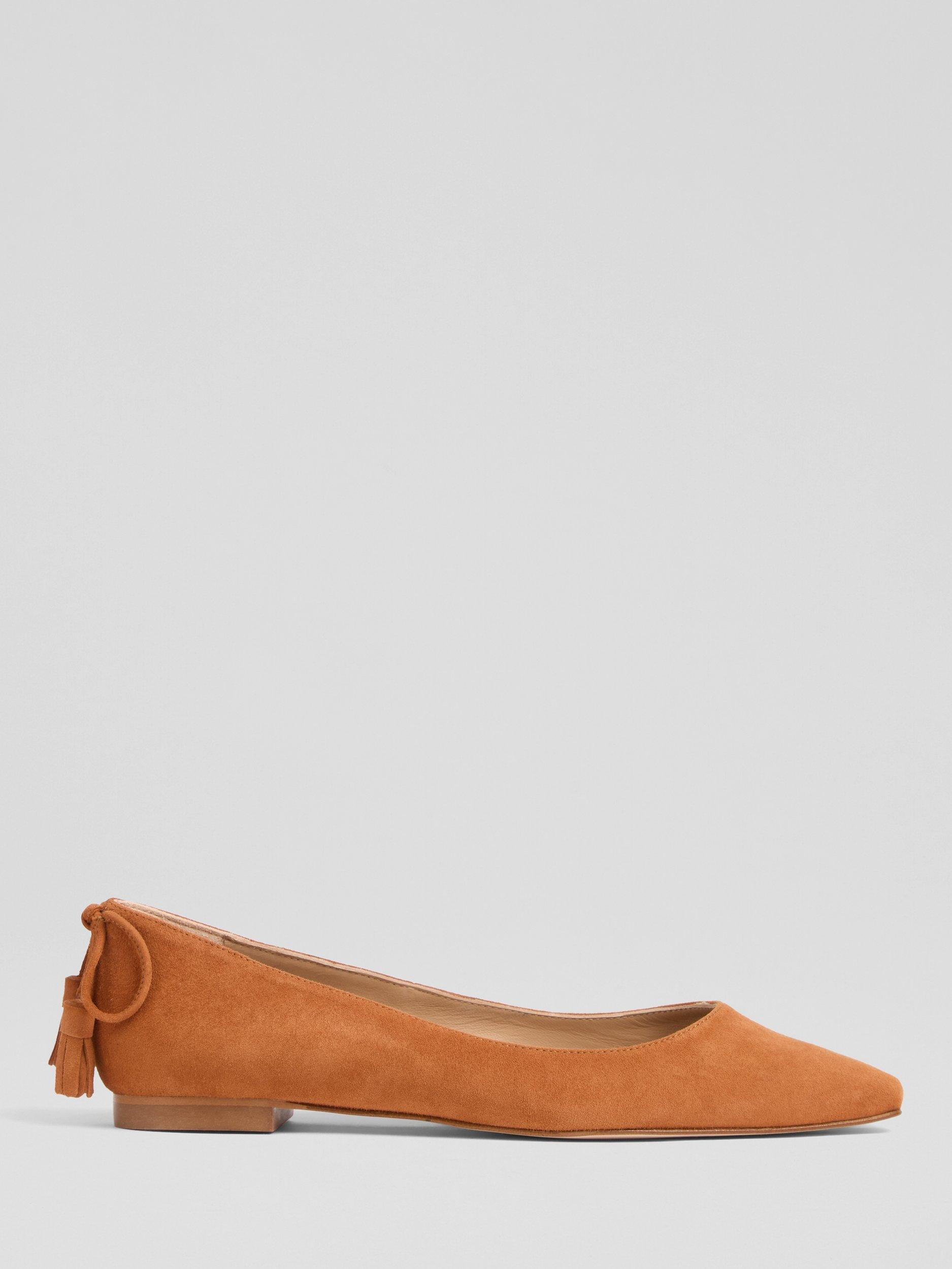 L.K.Bennett Essie Suede Ballerina Pumps, Tan