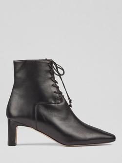 L.K.Bennett Betty Leather Lace Up Boots, Black