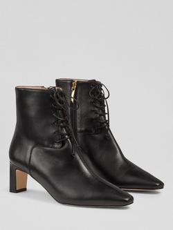 L.K.Bennett Betty Leather Lace Up Boots - view 2, Black