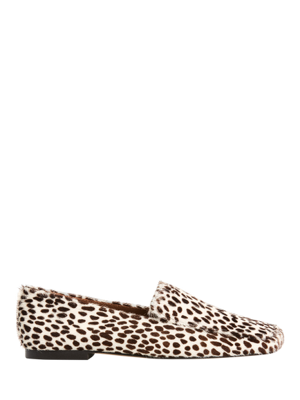 Flattered Ellis Leather Hair Loafers, Off White/Brown, Off White/Brown