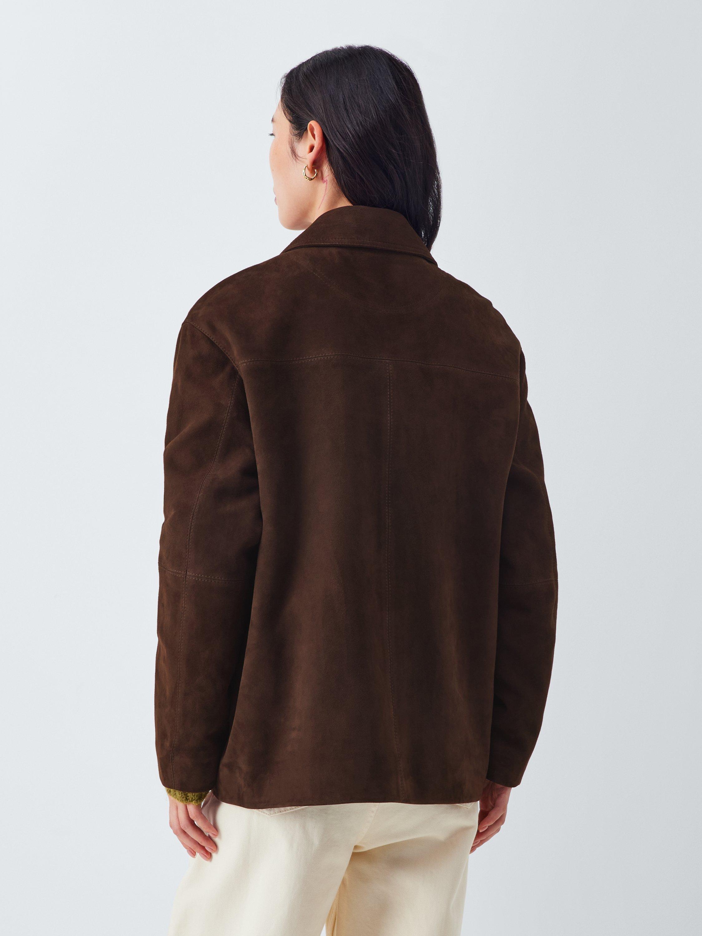 Product image 2 of 6, which shows AND/OR Serena Pure Suede Jacket, Chocolate, 10