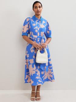 Phase Eight Petite Floral Midi Dress, Blue