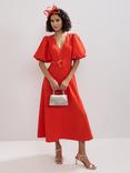 Phase Eight Zarah V-Neck Coral Midi Dress