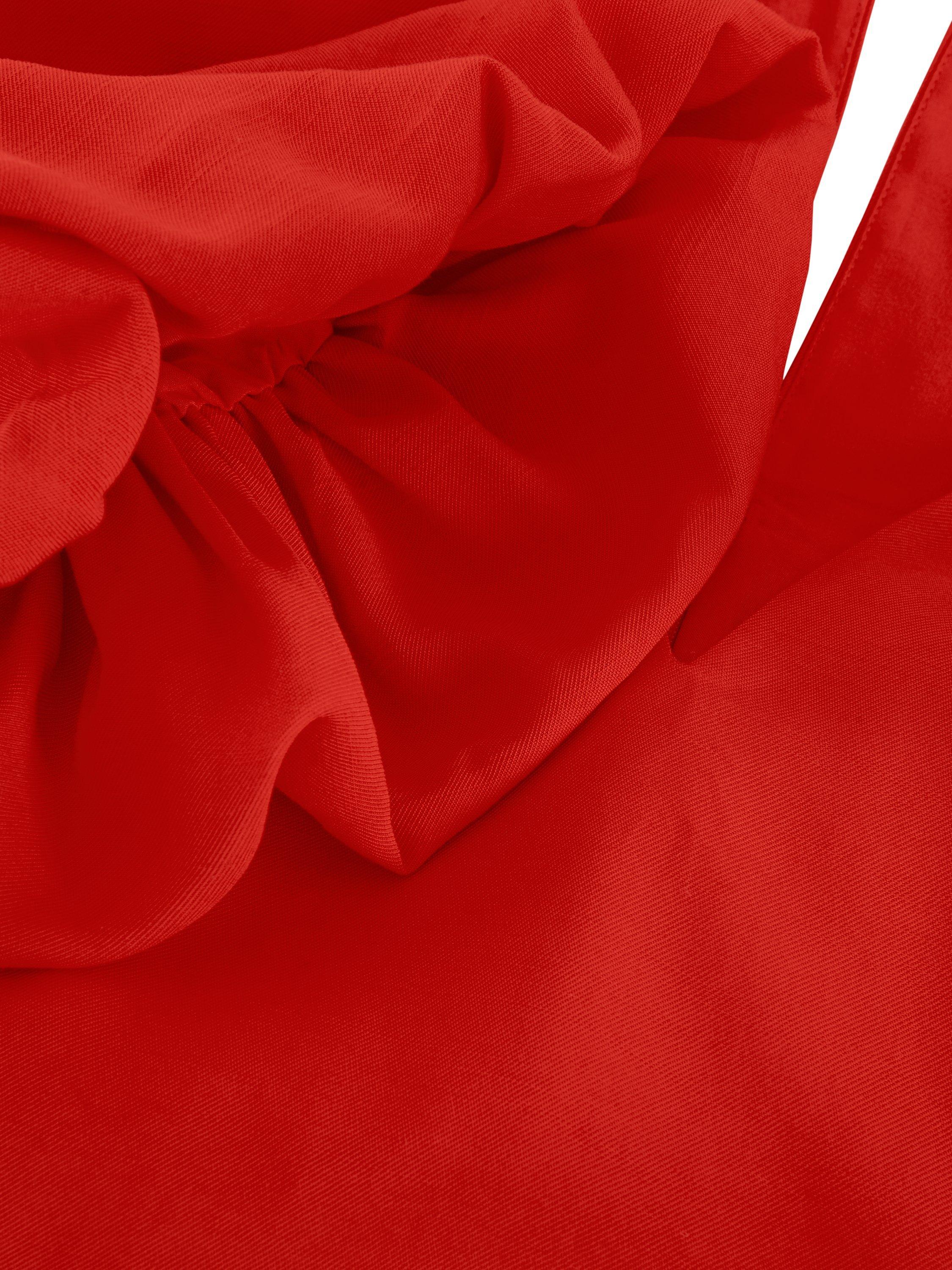 Product image 6 of 9, which shows Phase Eight Zarah V-Neck Coral Midi Dress, Orange, 8