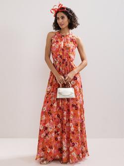 Phase Eight Zelah Floral Halterneck Maxi Dress, Orange