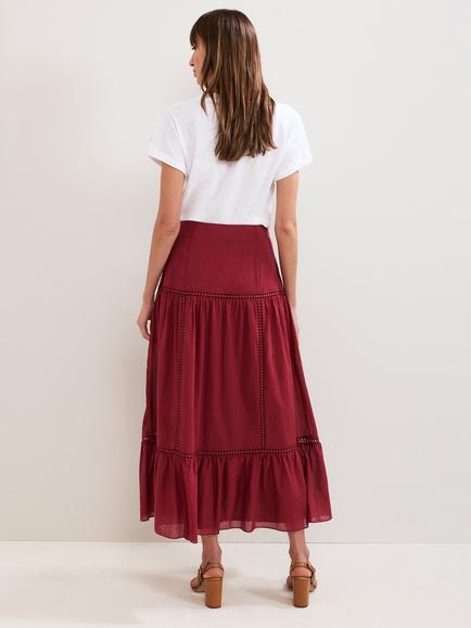 Phase Eight Kyla Maxi Skirt, Burgundy - view 2, Burgundy