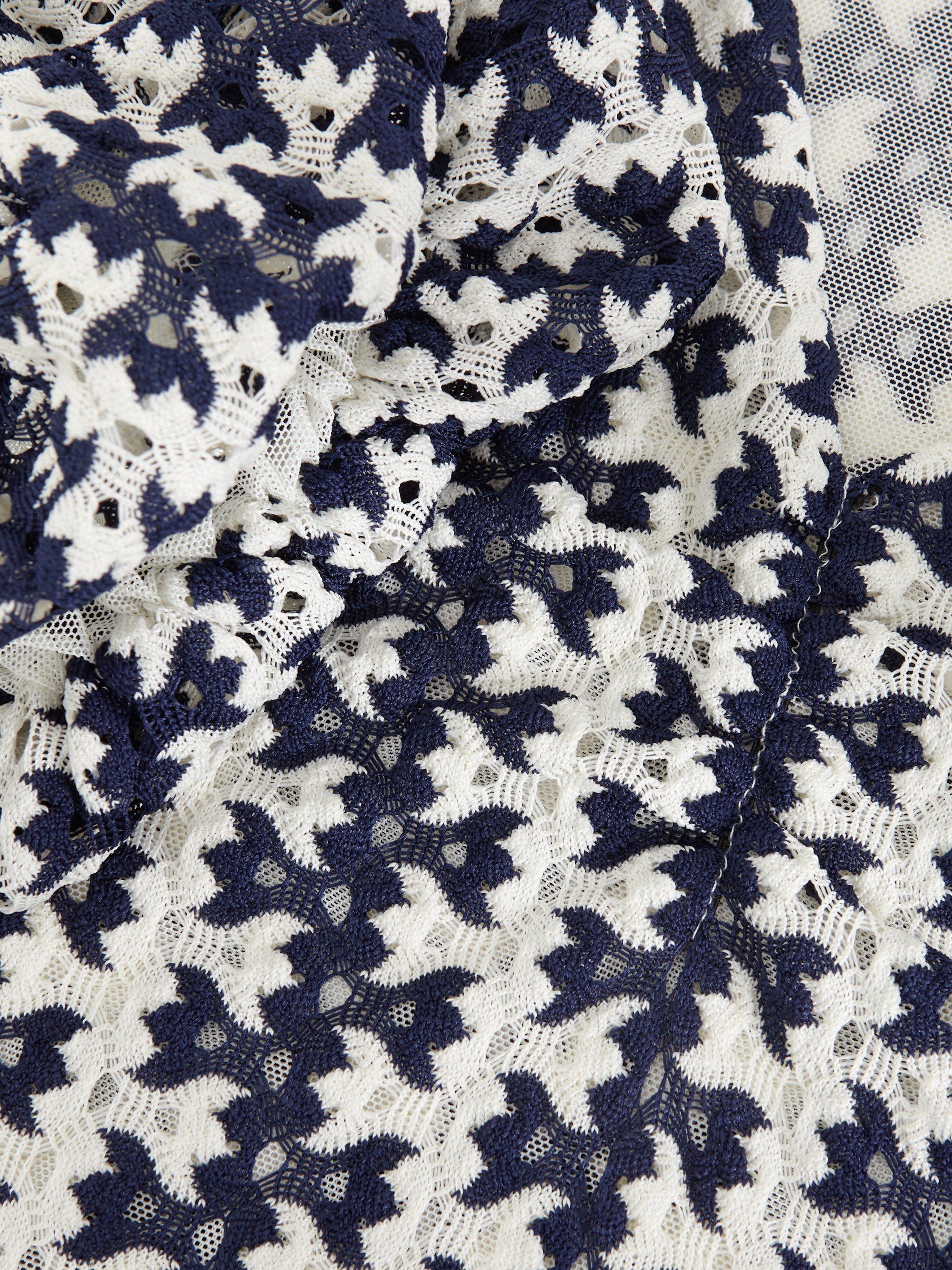 Product image 6 of 8, which shows Phase Eight Alba Textured Stripe Top, Navy/Ivory, 22