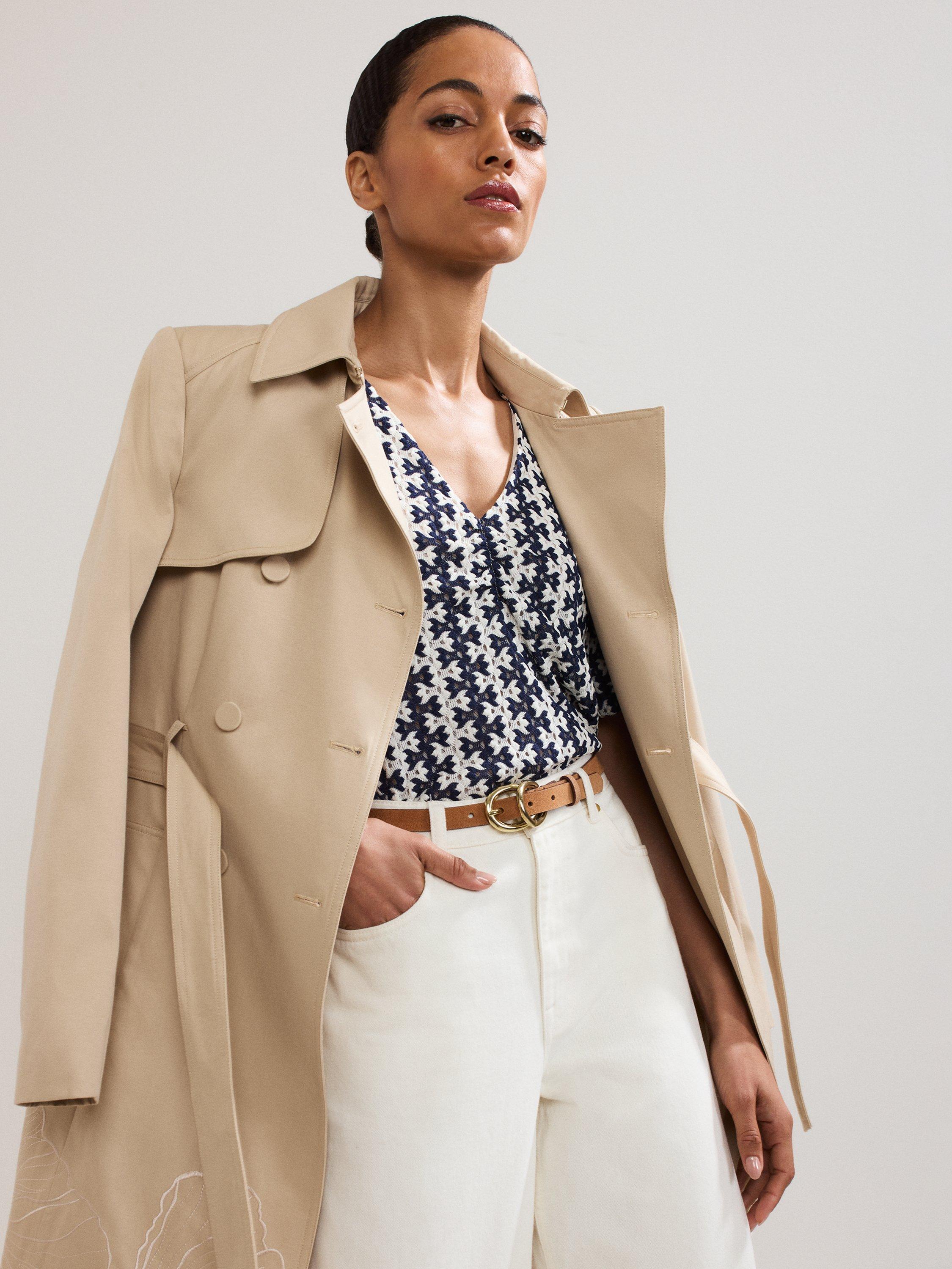 Product image 8 of 8, which shows Phase Eight Alba Textured Stripe Top, Navy/Ivory, 22