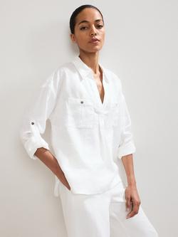 Phase Eight Arla Linen Collar Shirt, White