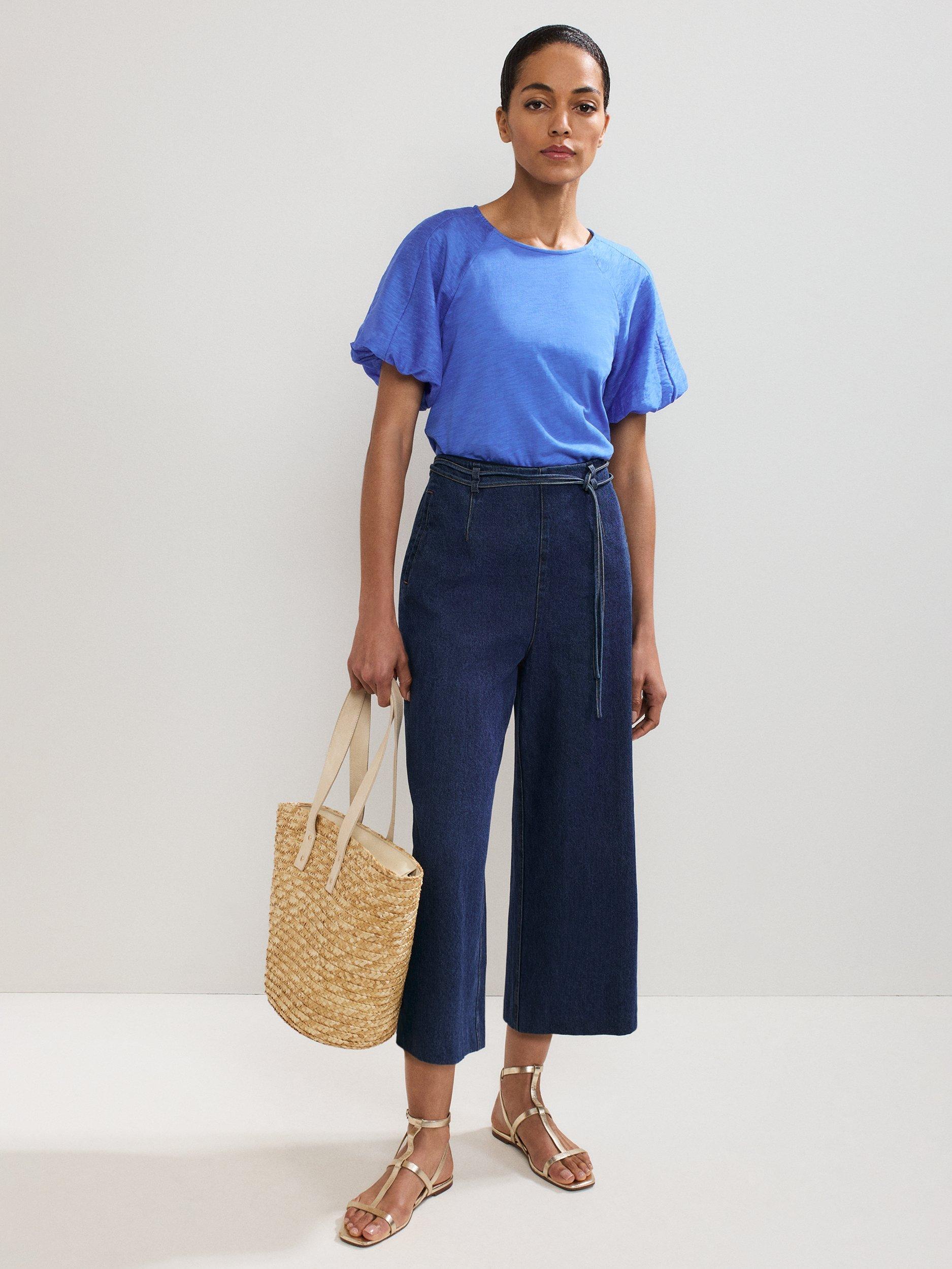 Product image 3 of 7, which shows Phase Eight Tate Puff Sleeve Top, Blue, 8