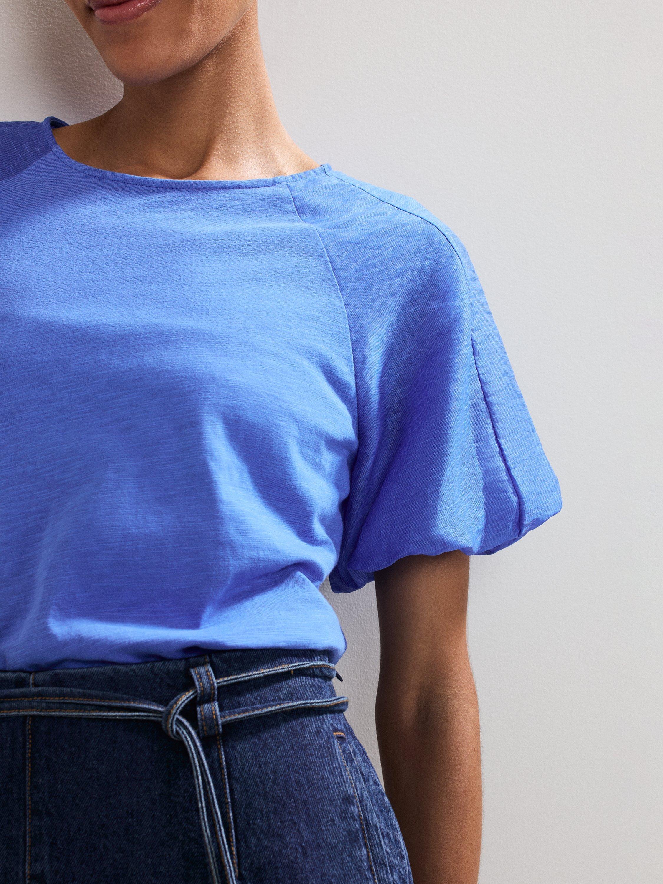 Product image 4 of 7, which shows Phase Eight Tate Puff Sleeve Top, Blue, 8
