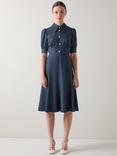 L.K.Bennett Esme Chambray Flared Dress, Chambray