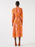 L.K.Bennett Samantha Floral Jacquard Midi Dress, Orange/Multi