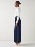 L.K.Bennett Sykes Crepe Wide Leg Trousers, Navy