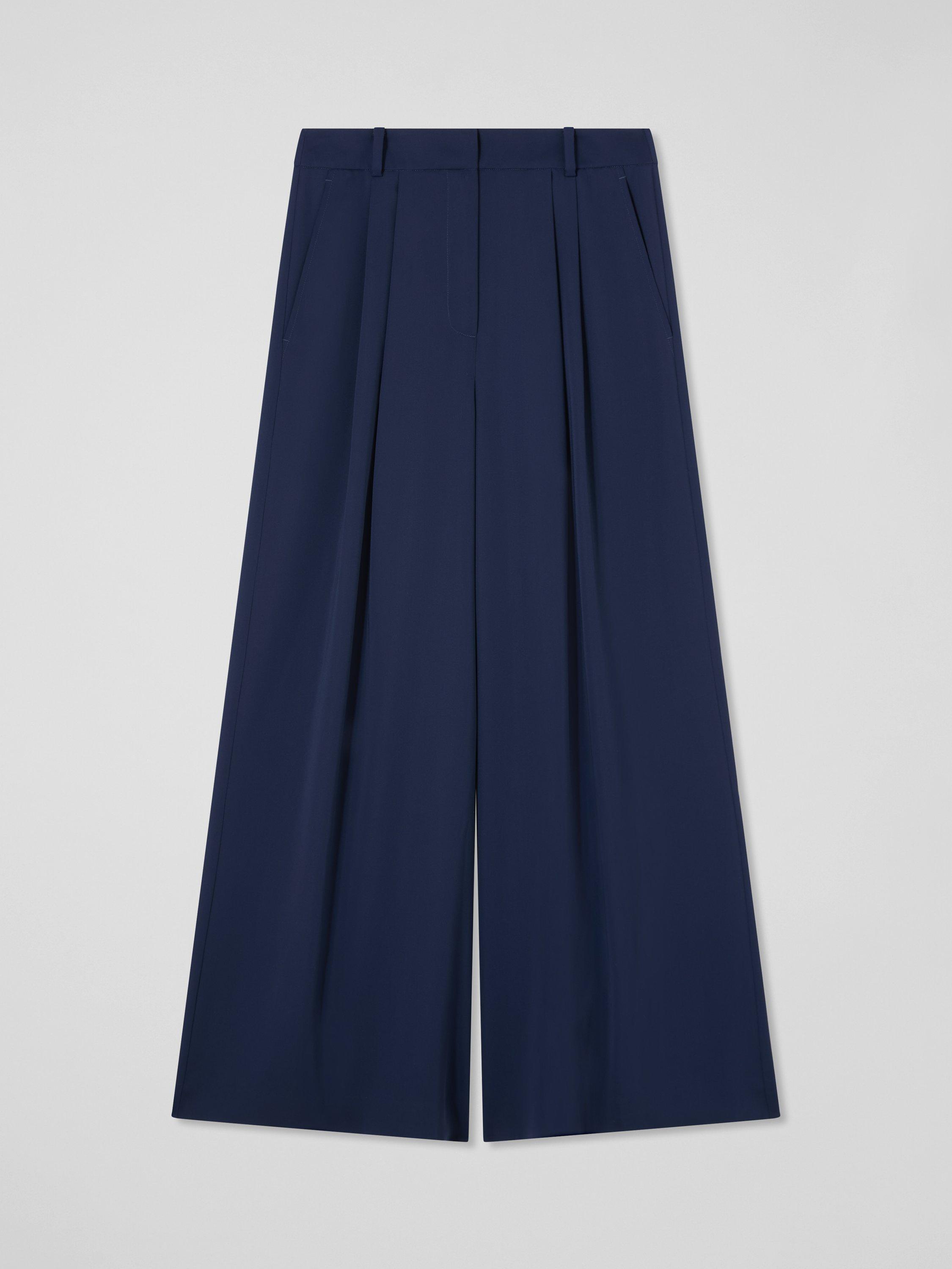 Product image 5 of 5, which shows L.K.Bennett Sykes Crepe Wide Leg Trousers, Navy, 6