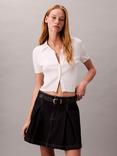 Calvin Klein Classic Pleated Cotton Denim Skirt