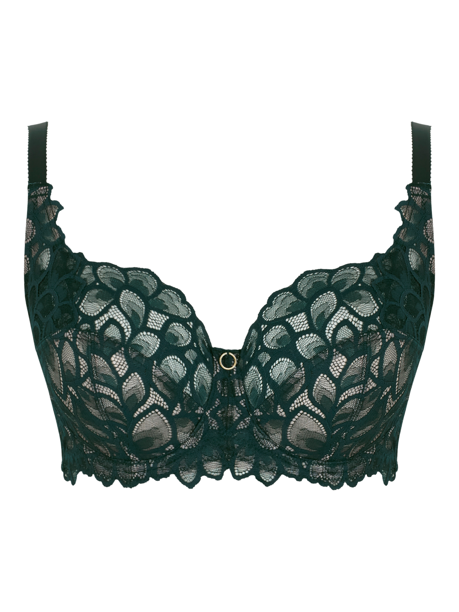 Product image 3 of 5, which shows Panache Allure Lace Full Cup Non Padded  Bra, Forest Green, 30D