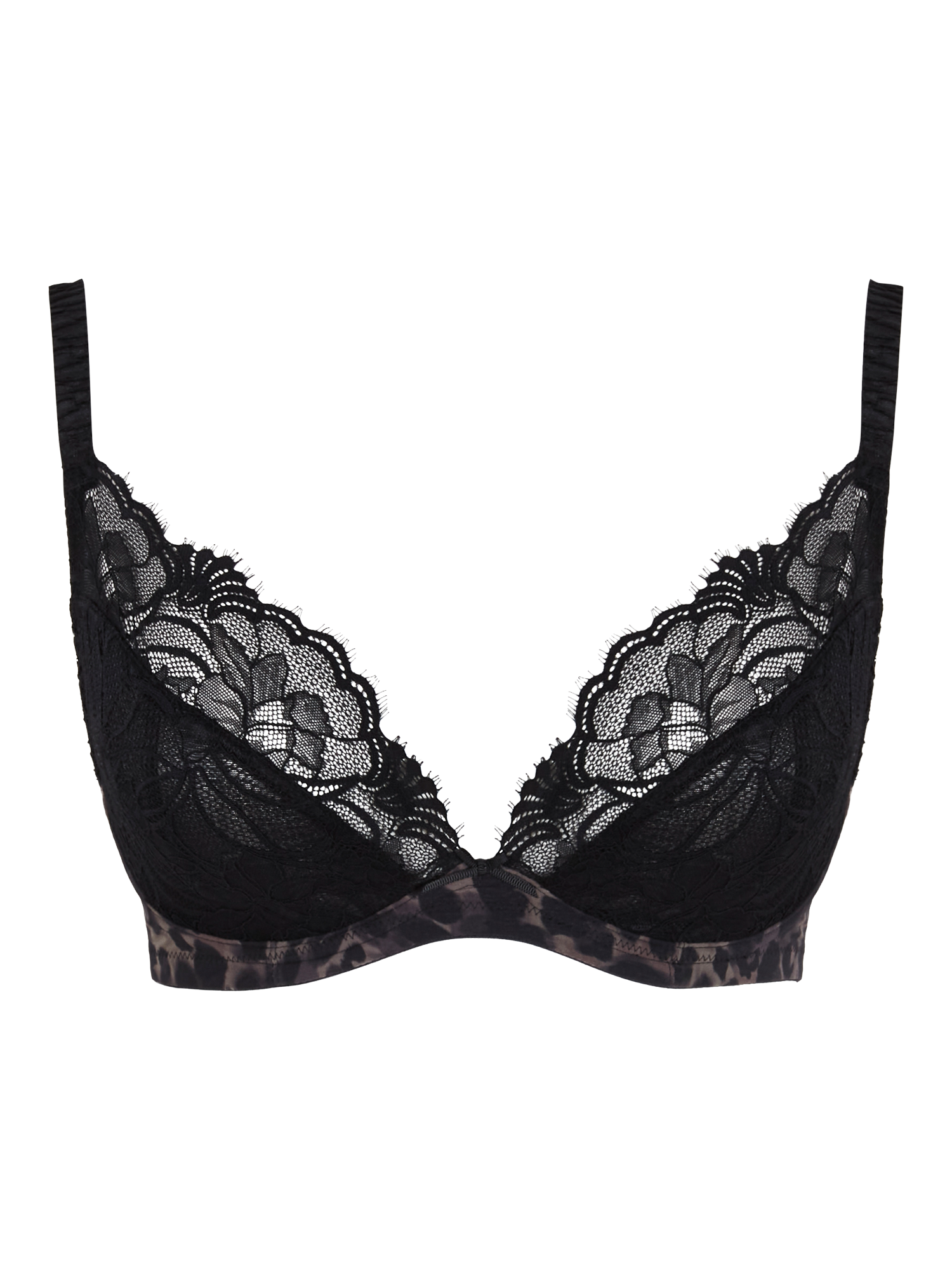 Product image 3 of 4, which shows Panache Cherie Animal Print Non Padded Demi Bra, Black Anim, 28E