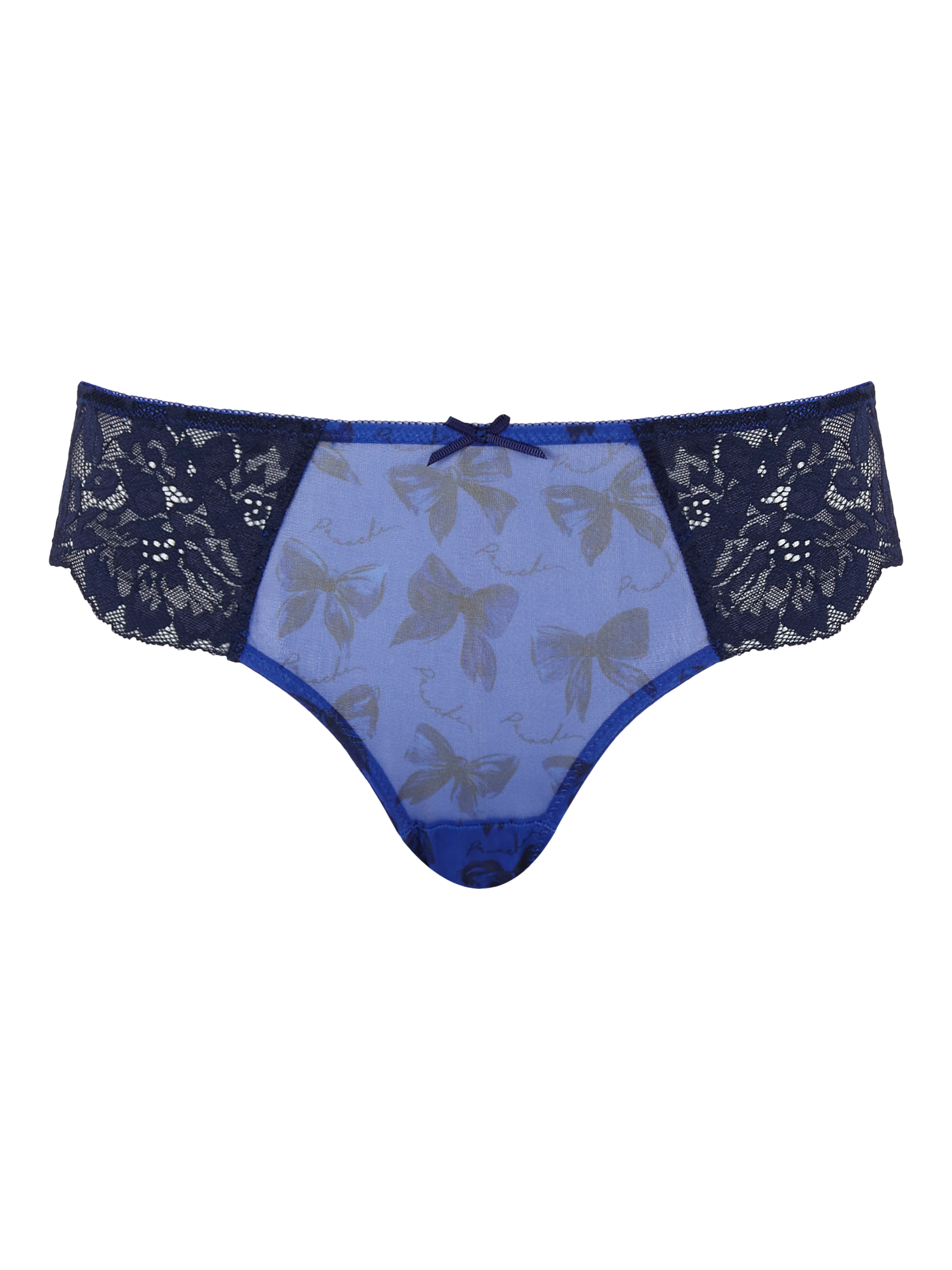 Product image 5 of 5, which shows Panache Nina Bows Lace Print Brazilian Briefs, Blue, 10