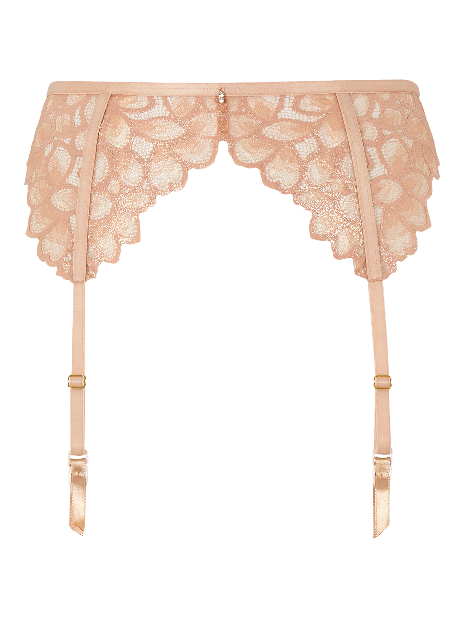 Product image 4 of 5, which shows Panache Allure Floral Lace Suspenders, Champagne, 10