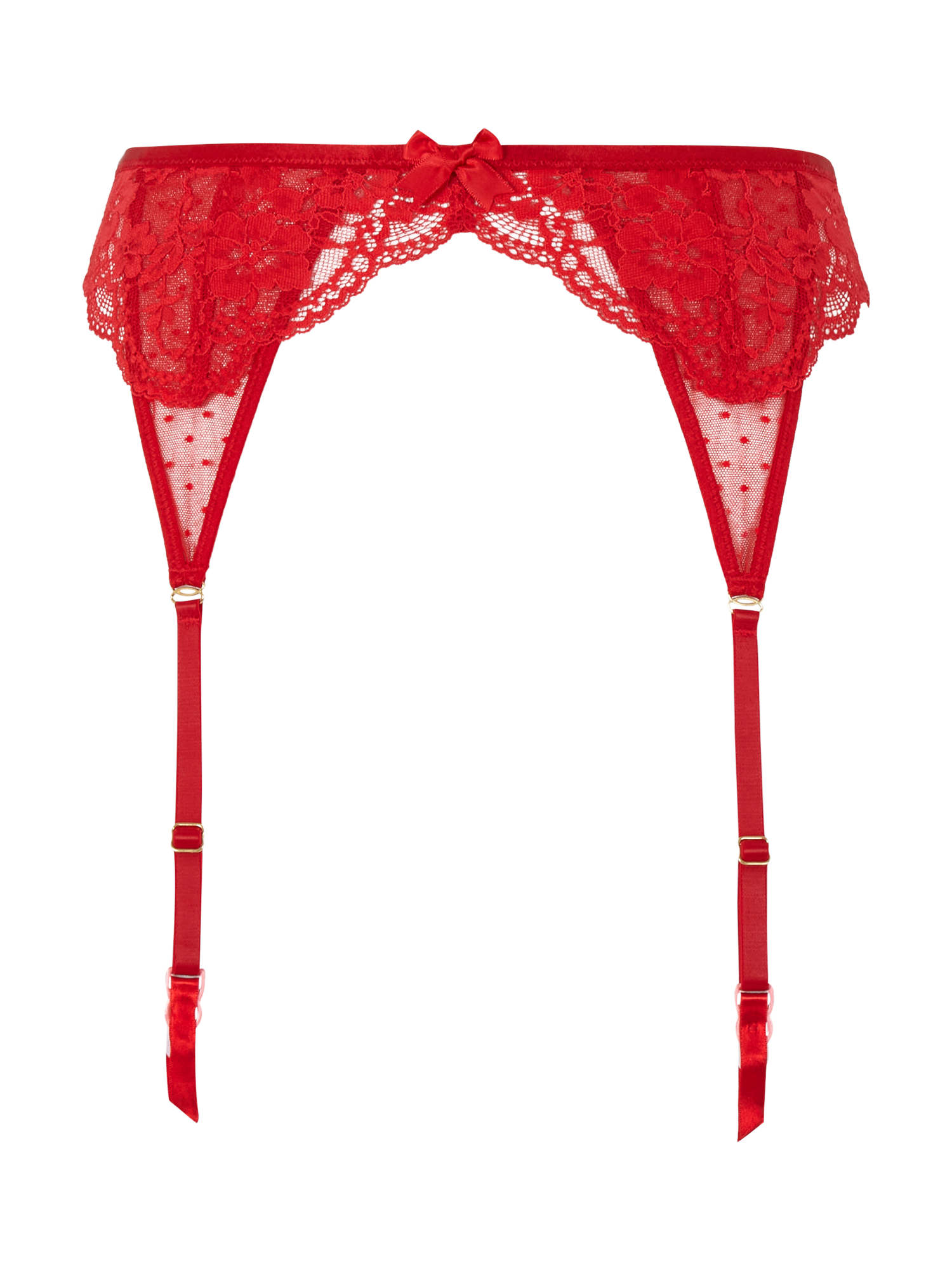 Product image 4 of 4, which shows Panache Heidi Lace Suspender Belt, Ruby Red, 10